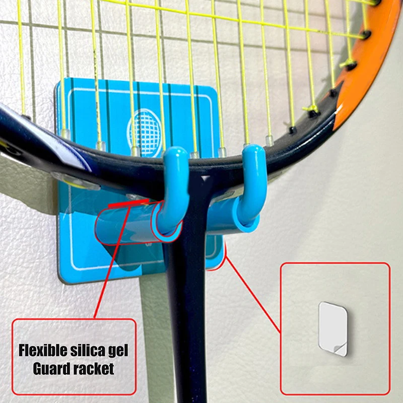 Suporte de parede para raquete de tênis, gancho para exibição de raquete de badminton, armazenamento de gancho de parede de aço inoxidável