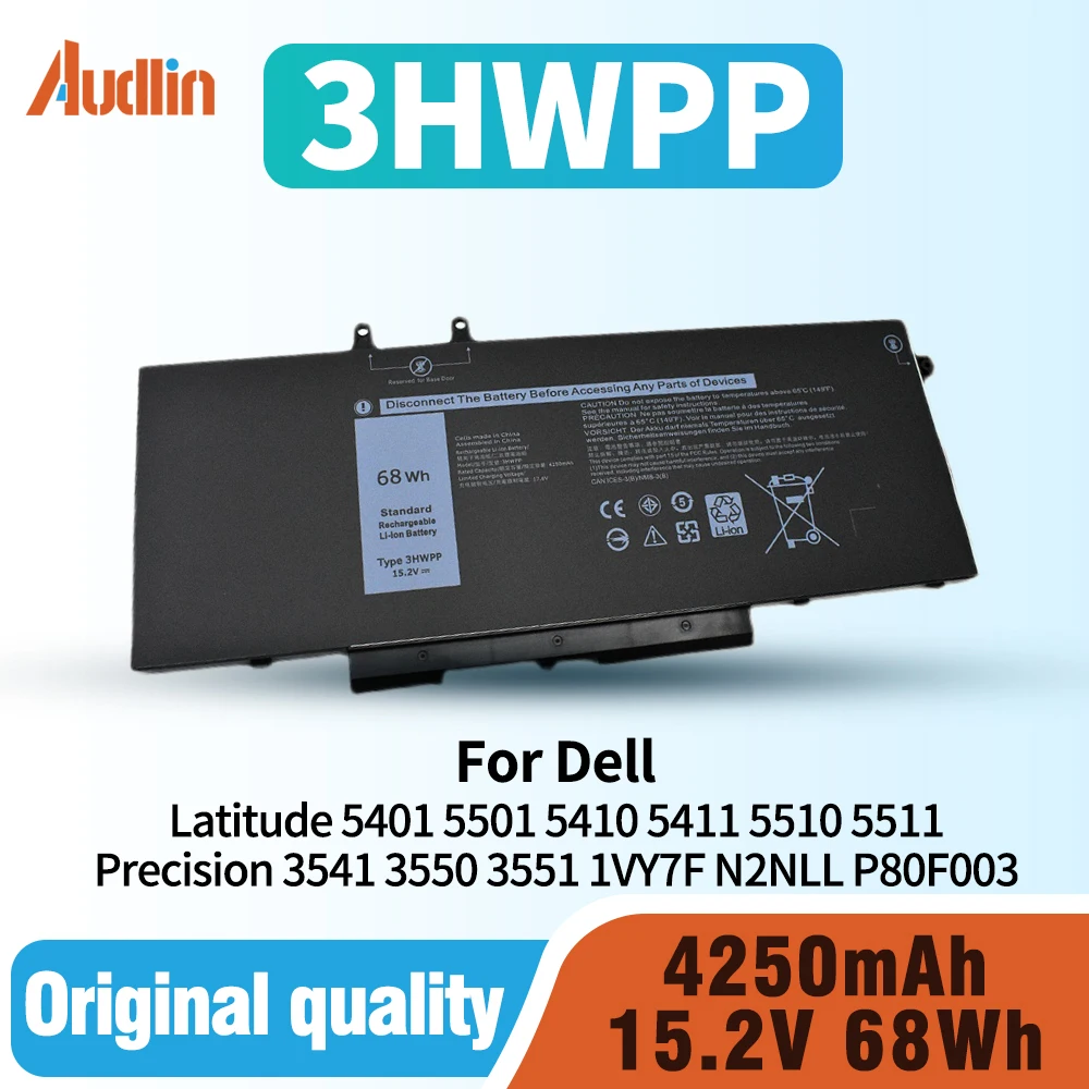 New 3HWPP Laptop Battery for Dell Precision 3541 3550 3551 for Dell Latitude 5401 5501 5410 5411 5510 5511 1VY7F N2NLL P80F003