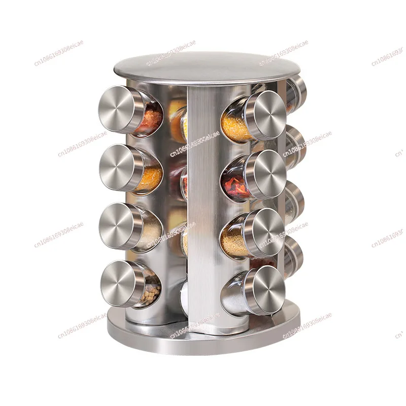 

Seasoning storage jar kitchen supplies 430 stainless steel glass rotary spice jar seasoning box storage box