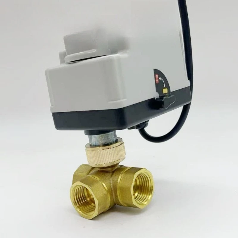 Automatic electric ball valve AC220V three-wire two-control, power-off reset, three-way T/L electric ball valve