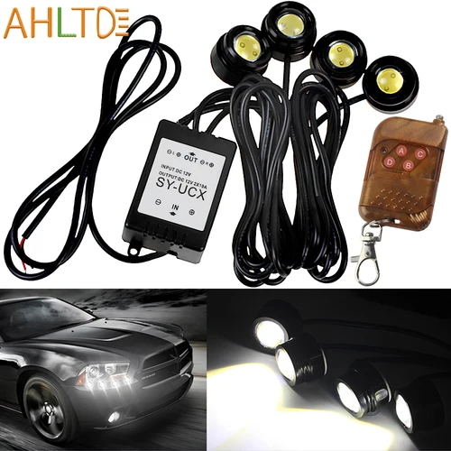 Coche ojo de águila estroboscópico 4 en 1 Led Drl luz de circulación diurna Control remoto inalámbrico de emergencia lámpara de señal de freno inverso 12v camión