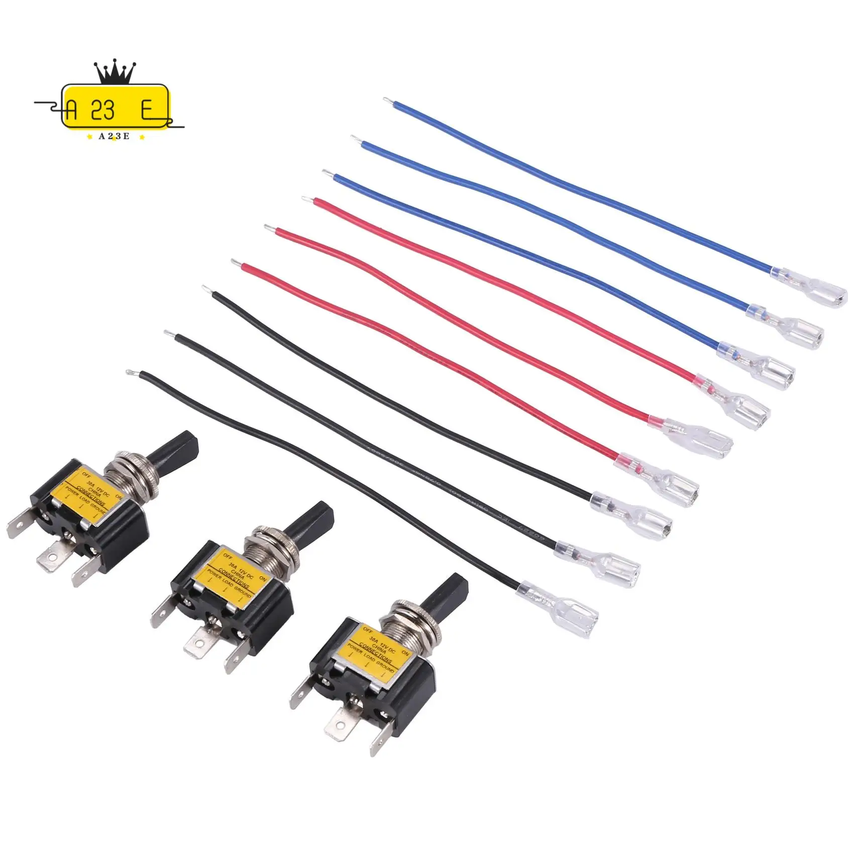 

A23E-3PCS Тумблер с подсветкой ON Off Rocker 30A 12V DC SPST 2-позиционный 3-контактный синий светодиодный светильник, проводной для автомобиля, лодки, автомобильной промышленности