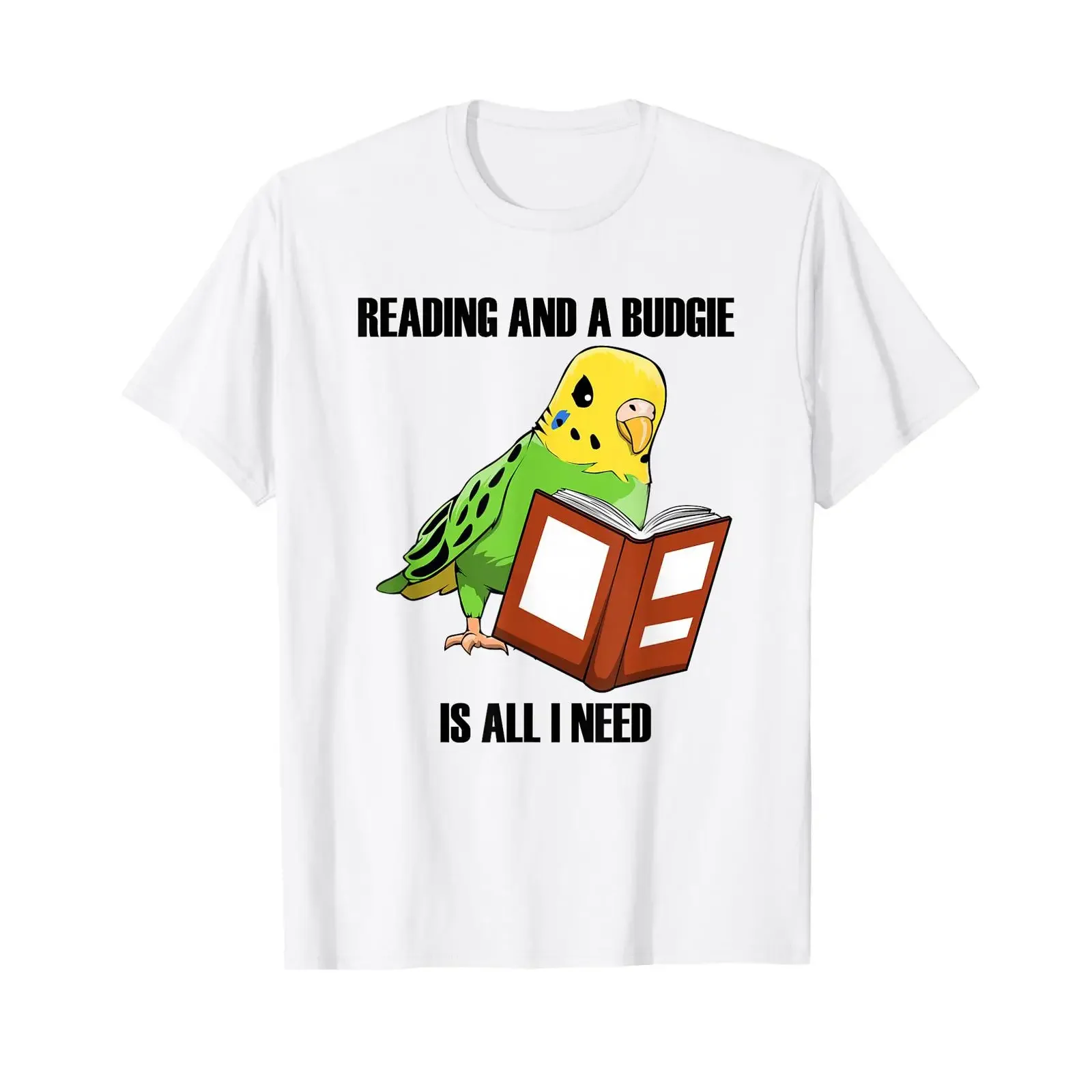 Budgie and Reading Bird Parakeet T Shirt vintage Washed Soft Unisex fashion Casual Top For Everyday Wear homme Slightly graphic
