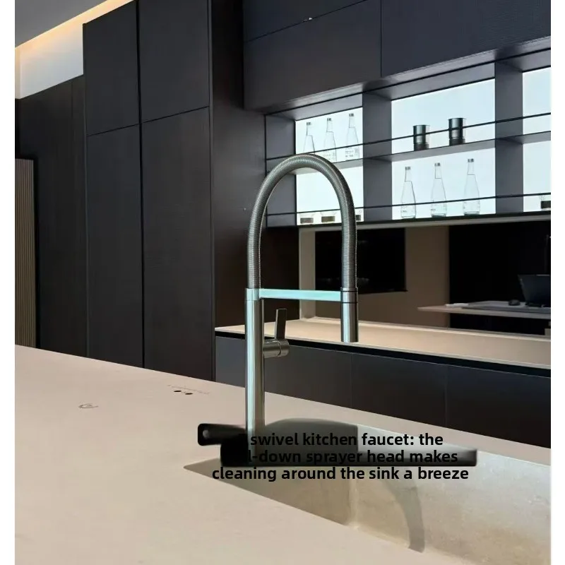 Super textured, universal kitchen faucet, brushed brushed nickel, hot and cold, rotatable