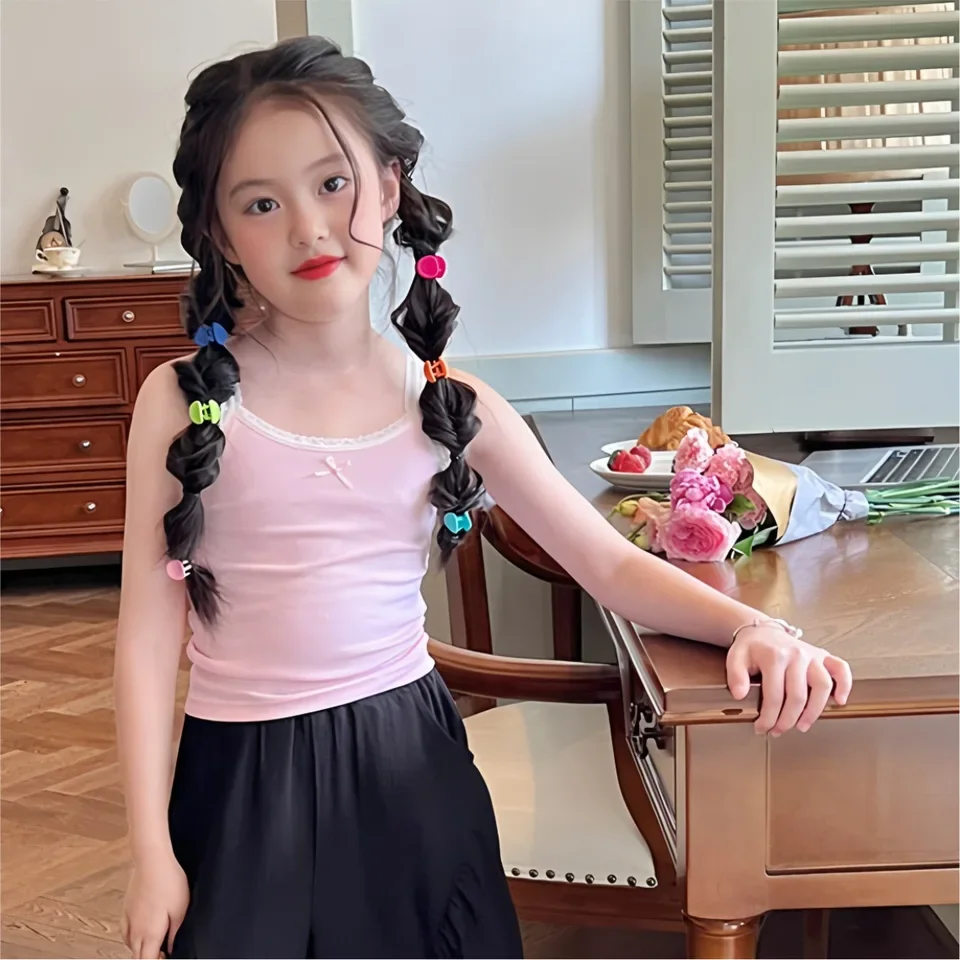 2026 New Girls' Thin Small Summer Outerwear Vest Base Solid Color Korean Style Fashion Comfortable Top
