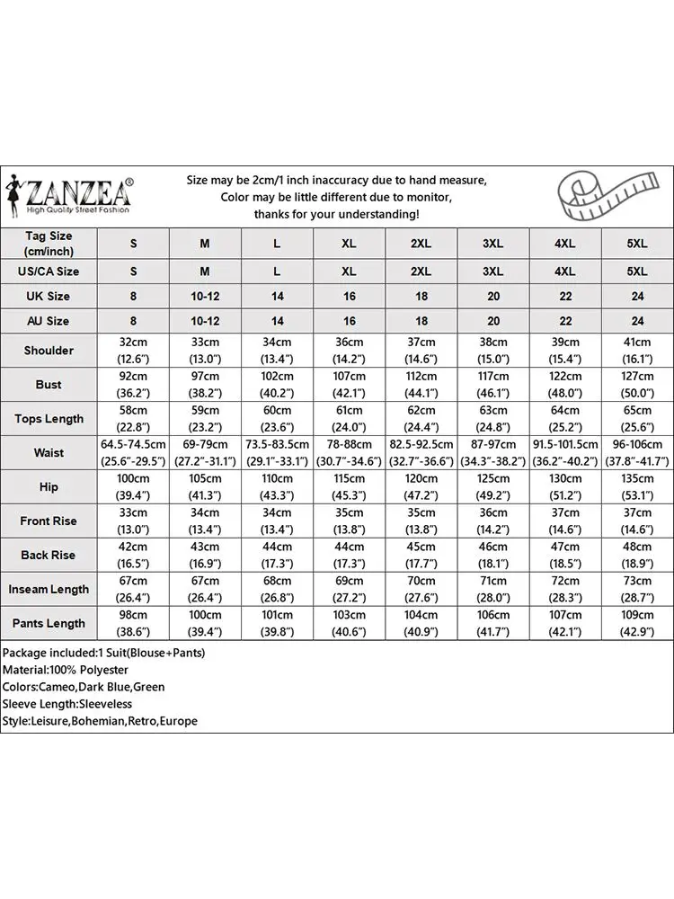 ZANZEA-سترات بلا أكمام وبنطال واسع الساق للنساء ، بدلة رياضية ، قمم ، بنطال واسع الساق ، أحادي اللون ، بنطلون العمل ، ملابس ، أزياء ، 2 * * *