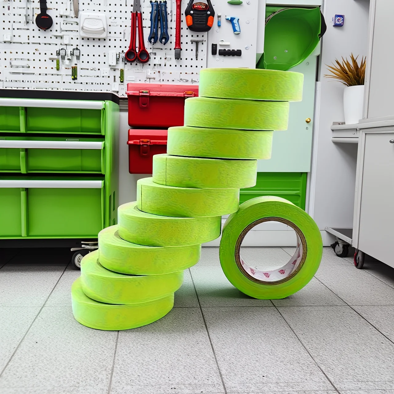 4pcs Multi Purpose Green Adhesive Tape Car Paint Tape Durable Plastic Surfaces Wall Decoration Automotive Spray Painting Tools