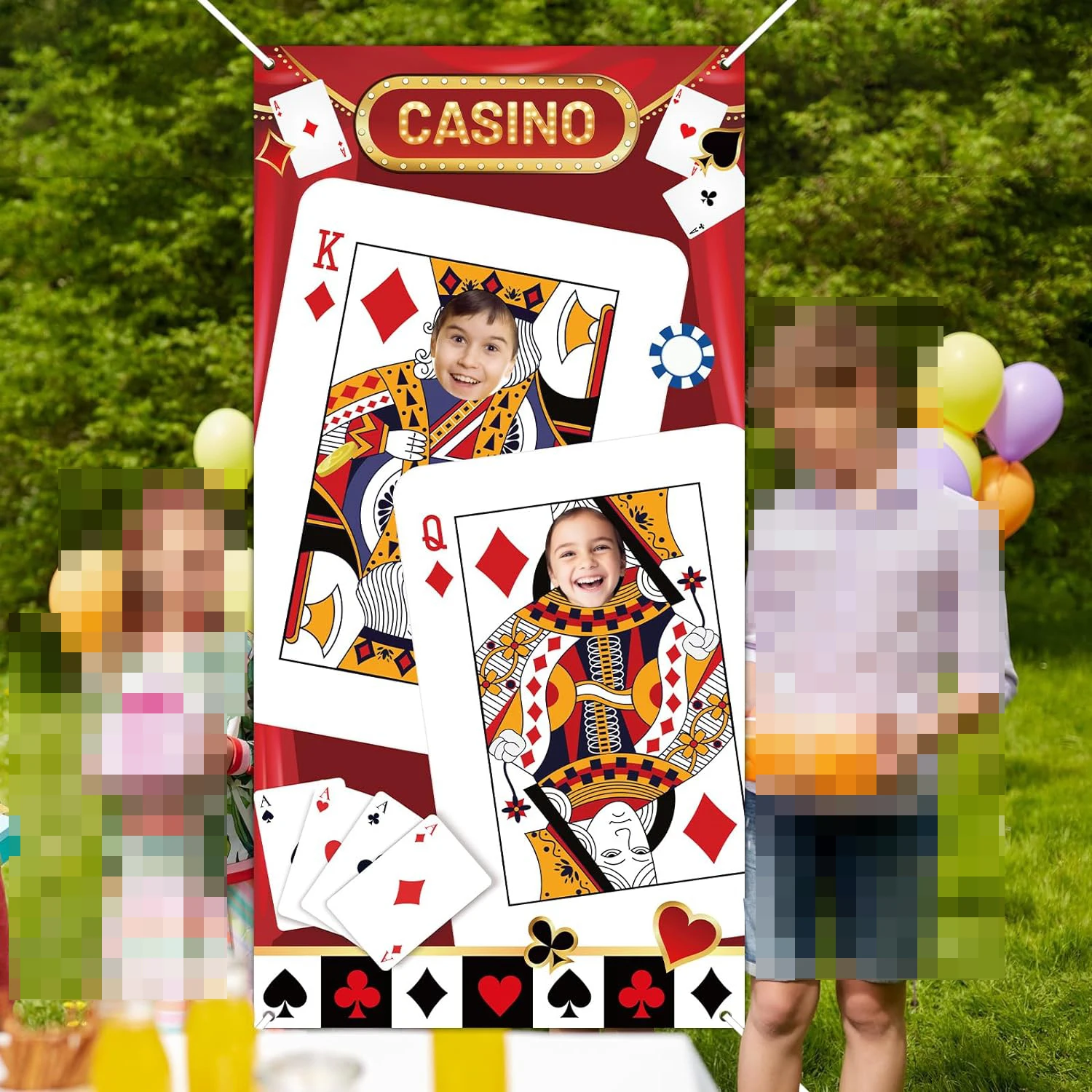 90 * 180 cm Carte da gioco per feste a tema casinò Vetrina Sfondo fotografico Panno Decorazione per feste di gioco notturno da casinò