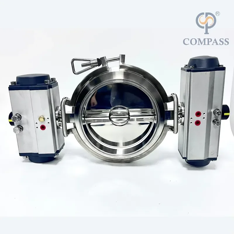 6Inch Hygienic Stainless Steel SS316L SS304 360Degree Rotary Double Pneumatic Dosing Butterfly Valve Double Rotor Metering