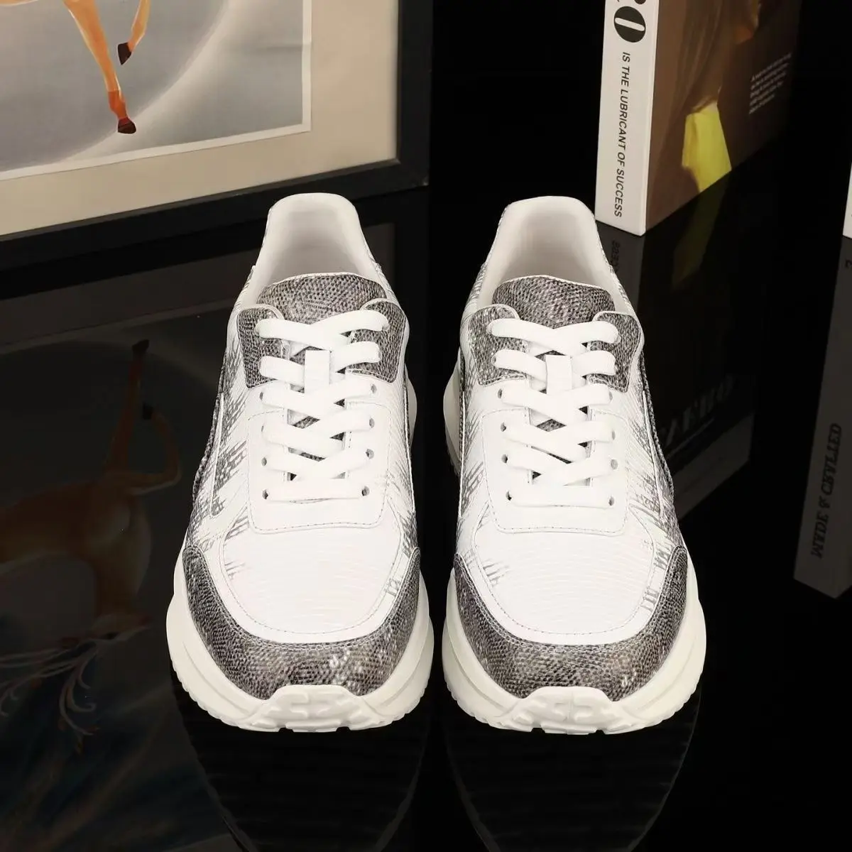2025 new arrival Fashion LIZARD SKIN causal shoes men,real leather male sneakers PDD644