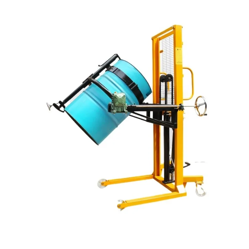 

Oil drum weighing, lifting, flipping, unloading, forklift dumping, manual hydraulic loading