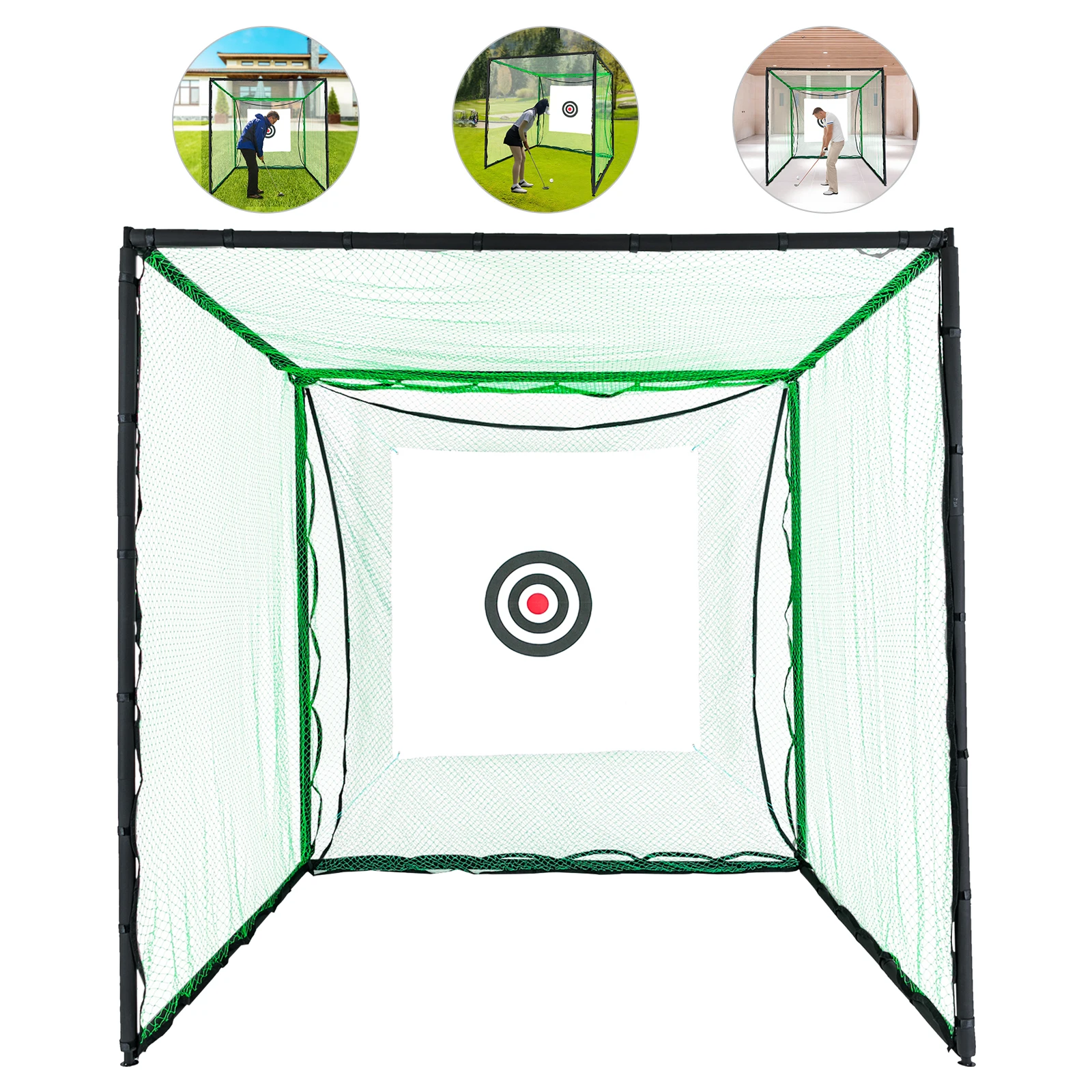 Golf Practice Net, Golf Strike Cage, 8.2ft x 8.2ft x 8.2ft, Durable Canvas, Polyethylene, and Iron, Easy Installation, Perfect