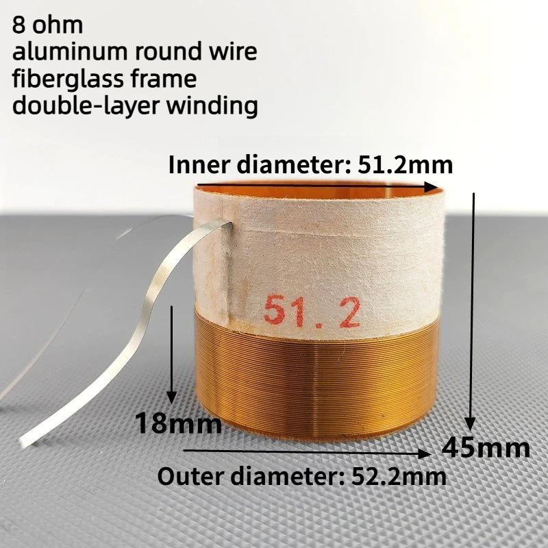2PCS 51.2mm Bass Speaker Voice Coil 8 ohm Repair Audio Voice Coil Maintenance Accessories 51.2mm Voice Coil