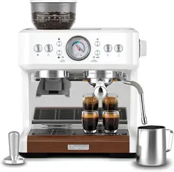 Espresso Machine with Grinder, Coffee and Espresso Maker Combo All in One Coffee Machine with Milk Frother for Latte Cappuccino