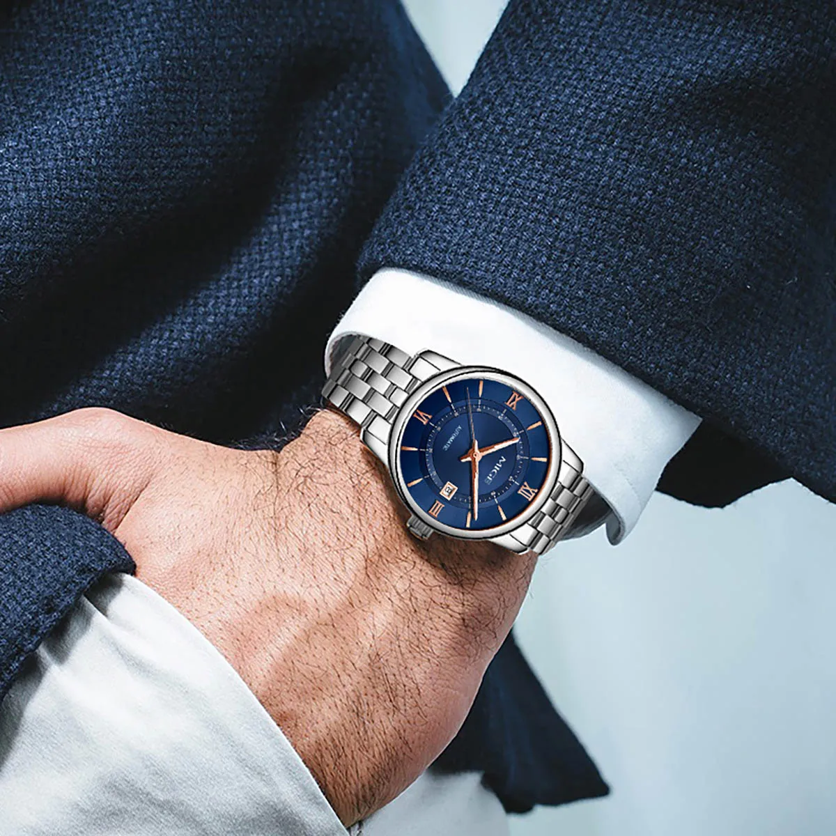 MIGE Brand Watches for Men Automatic Self Winding Mens Watch Stainless Steel Calendar Waterproof Men Mechanical Wristwatches