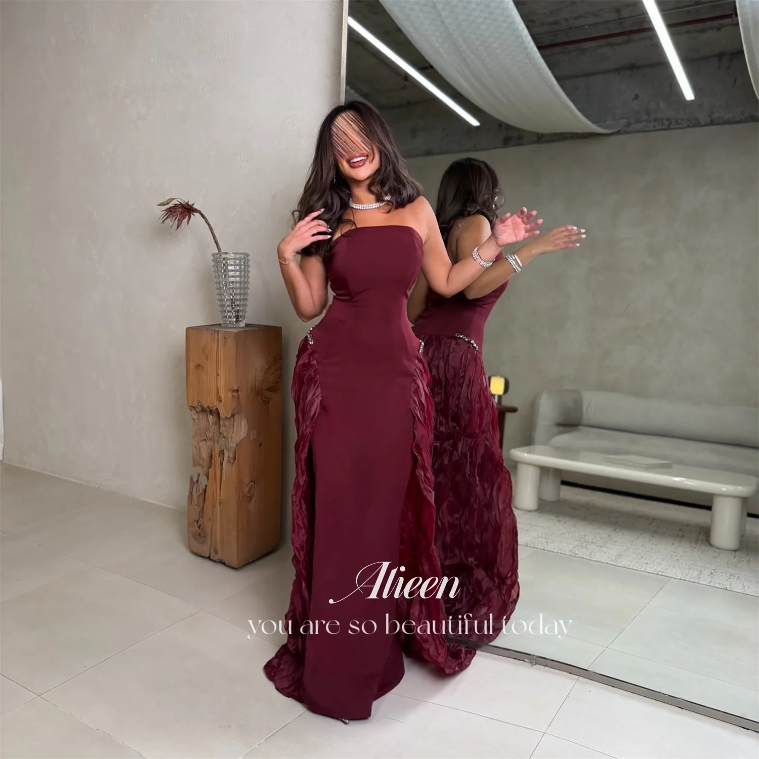 

Aileen فساتين سهرة Luxurious Women's Evening Dresses for Special Occasions Burgundy Off the Shoulders Vestidos De Festa Mermaid