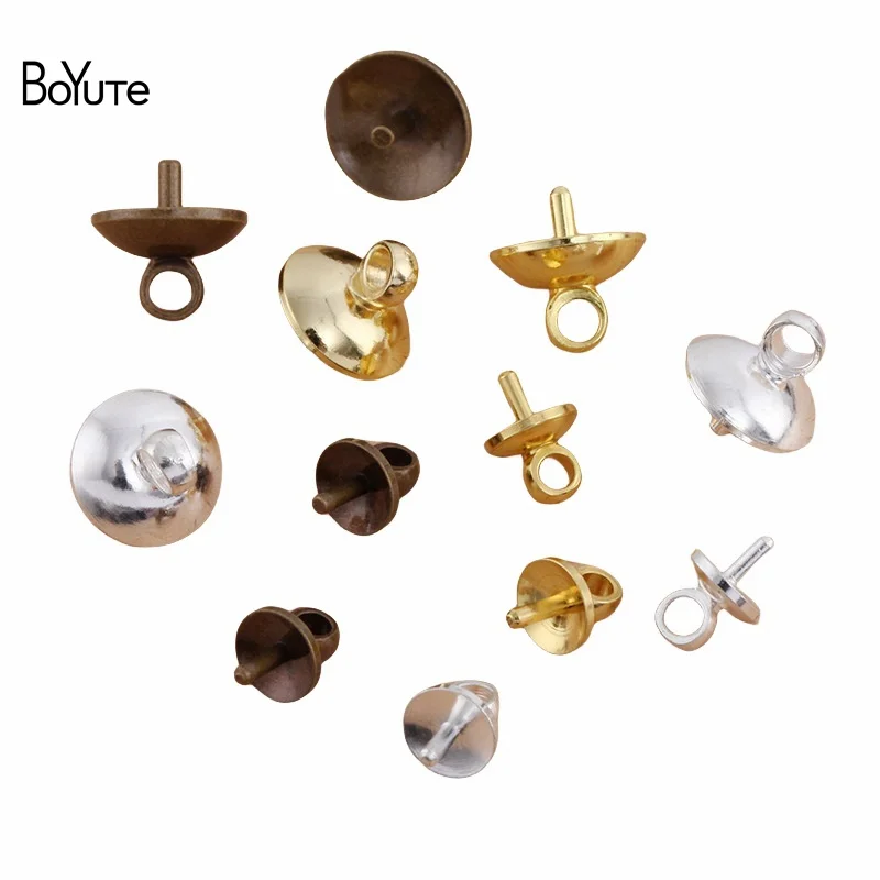 BoYuTe (100 Pieces/Lot) 5-8MM Metal Brass Bead End Cap Clasps Diy Handmade Jewelry Accessories