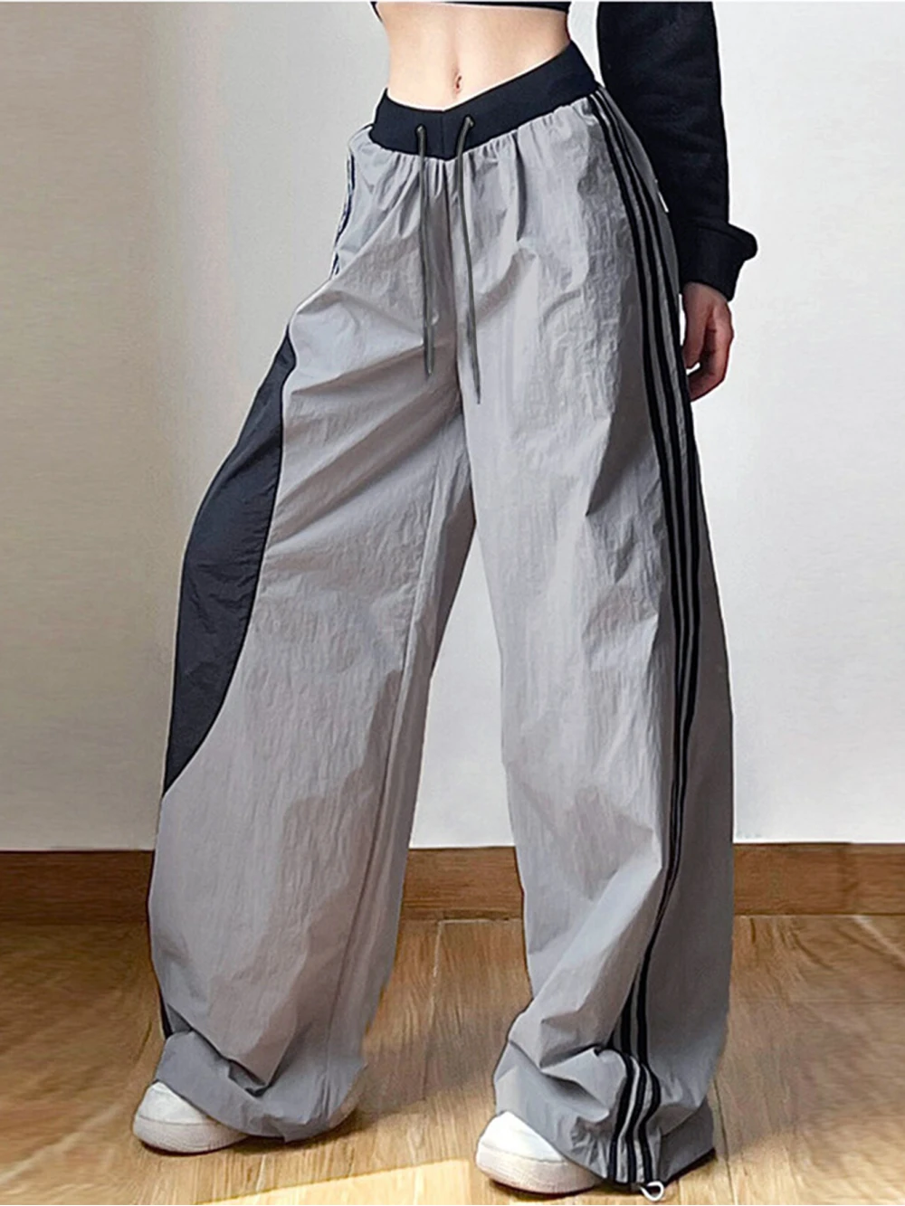 Autumn and Winter High Street Style Street Dance Sports Daily Versatile Show Tall Show Thin Striped Pants