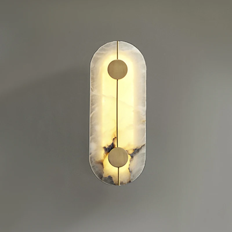 

Nordic Creative Marble Copper Gold Sconce Light Modern Home Apartment Decoration Simple Style White LED Living Room Wall Lights