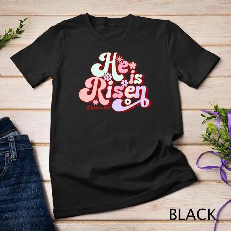 

Easter Shirt Retro Groovy He Is Risen Jesus Women Easter T Shirt Unisex T shirt