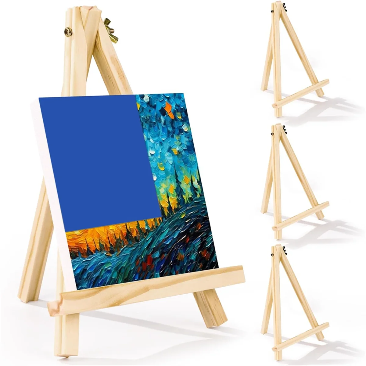 4 Pack 9 Inch Wooden Easel for Painting Canvas, Art,Tripod,Painting Party Easel, Kids Student Desktop Easel for Painting