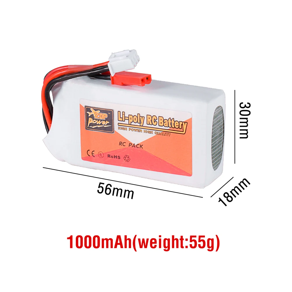 ZOP Power 7.4V bateria Lipo 25C 850/1000mAh Lipos z złącze JST do samochodów ciężarowych TRX4M RC dron helikopter FPV części do łodzi