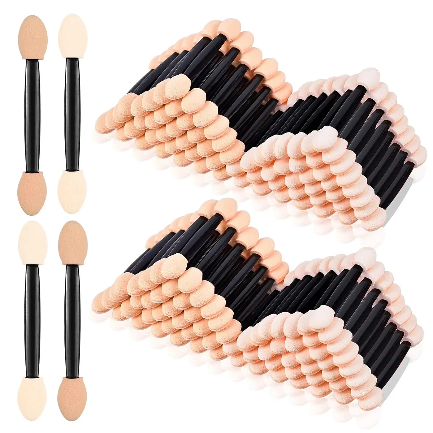 50/100/200/300/500PCS Dual Sides Eye Shadow Sponge Applicators with Container,  Length Eyeshadow Brushes Makeup Applicator