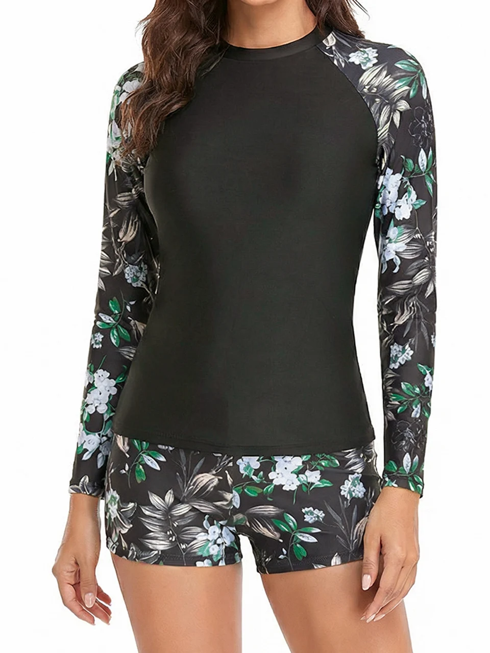 2026 Long Sleeve Surfing Swimsuit Print Swimwear Women Two Pieces Diving Clothes Bathers Bathing Swimming Suit Beachwear Summer