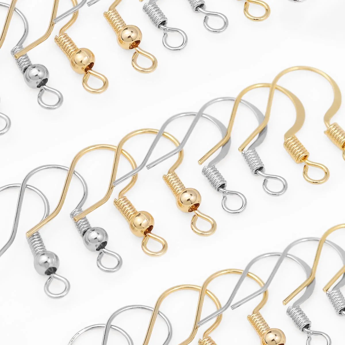 

2Pcs/Lot Brass Coil French Hook Ear Wires Flattened Fish Hook Connectors Hypoallergenic For Diy Drop Earrings Jewelry Making