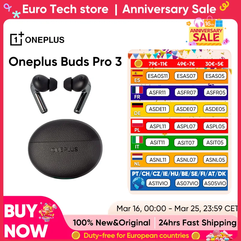 Version mondiale Oneplus Buds Pro 3 TWS Bluetooth écouteur 50dB suppression Active du bruit 43h autonomie de la batterie Bluetooth 5.4 IP55 AAC SBC