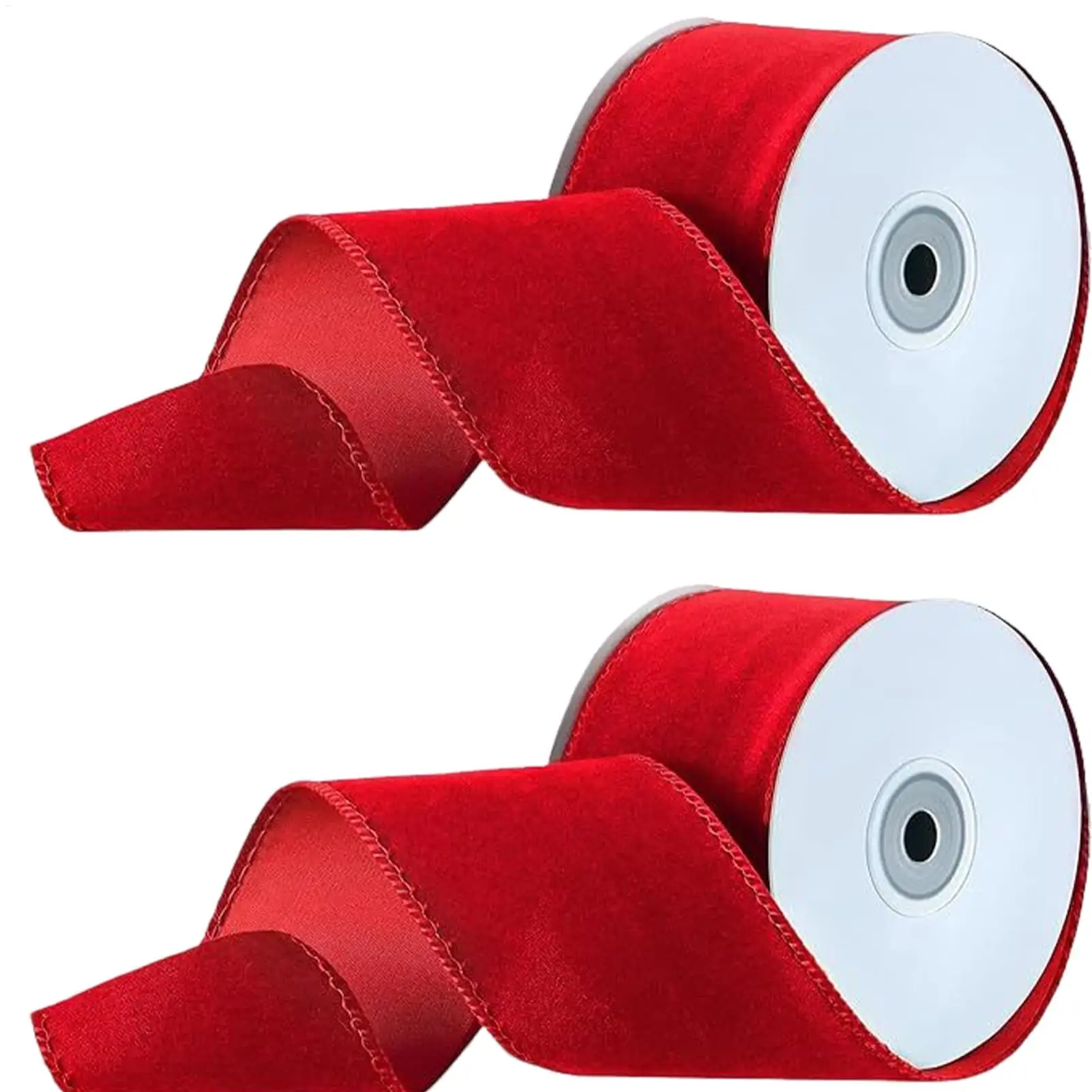Christmas Ribbon 2 Rolls 10 Yards Decorative Wreath Holiday Trim for Wrapping Door Window Mantelpiece Porch Stair Table Chair