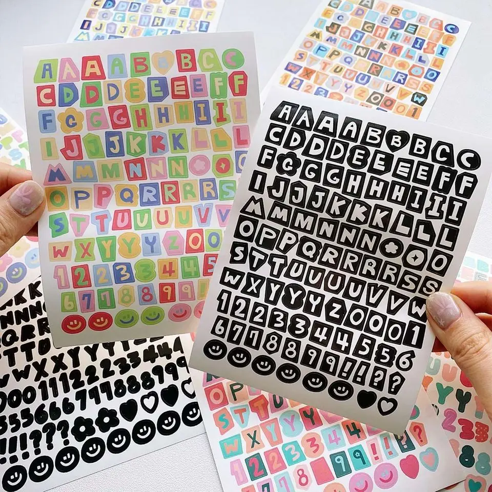 5/10 Sheets Alphabet Letter Stickers Small Size Colorful Decorative Stickers DIY Journal Scrapbook Greeting Card Gift Box Label