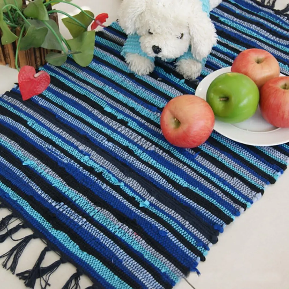 Chindi Rag Rug, Machine Washable Cotton Reversible Rag Rug Hand Woven Multi Color Striped Area Rug Floor Rugs for Bedroom