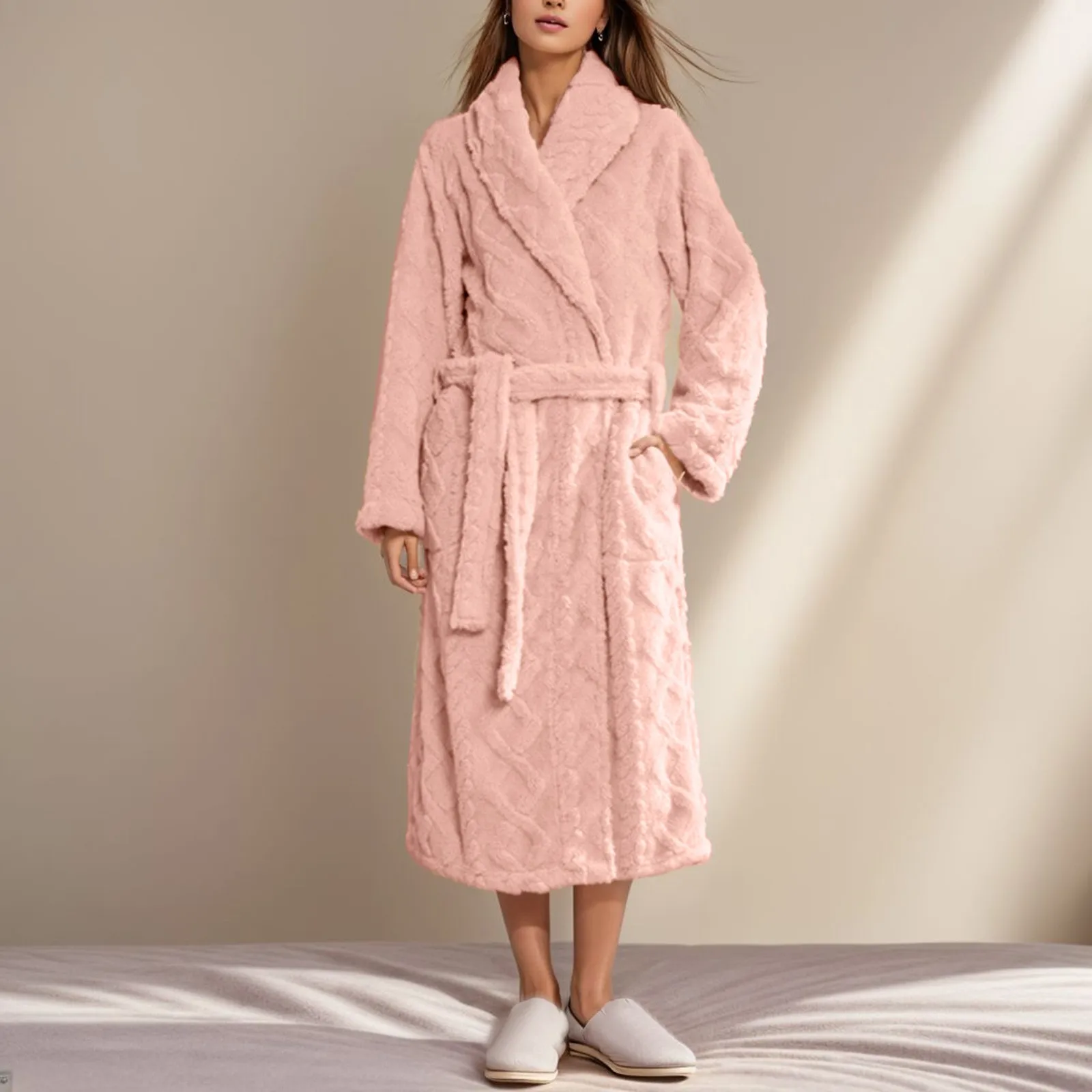 

Women's Thicken Bathrobe Pajamas Warm Flannel Long Robes Plus Size Bath Robe Lounge Home Ladies Autumn Winter Fleece Sleepwear