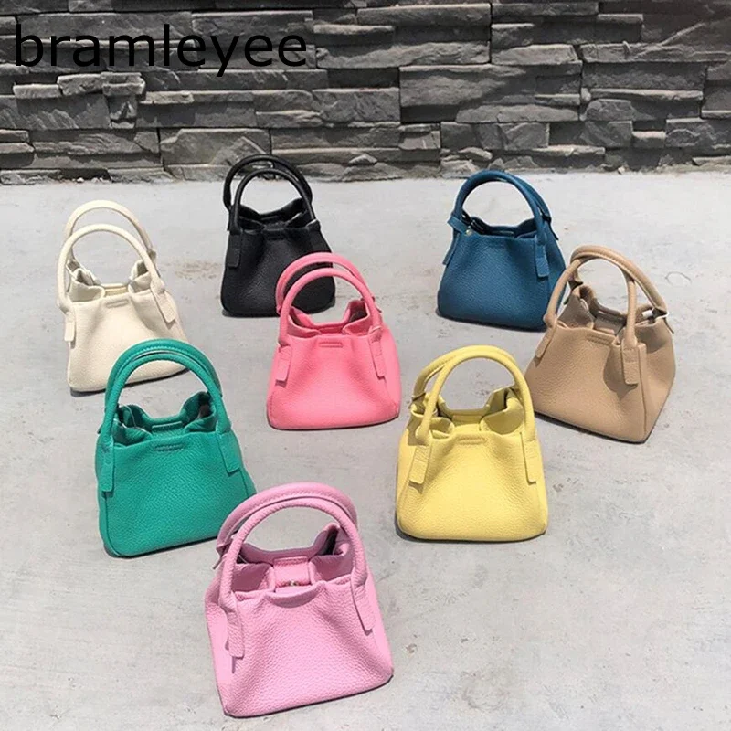 Bolsa balde de couro de vaca para mulheres pequena moda alça superior bolsa 2025 marca genuína bolsa crossbody