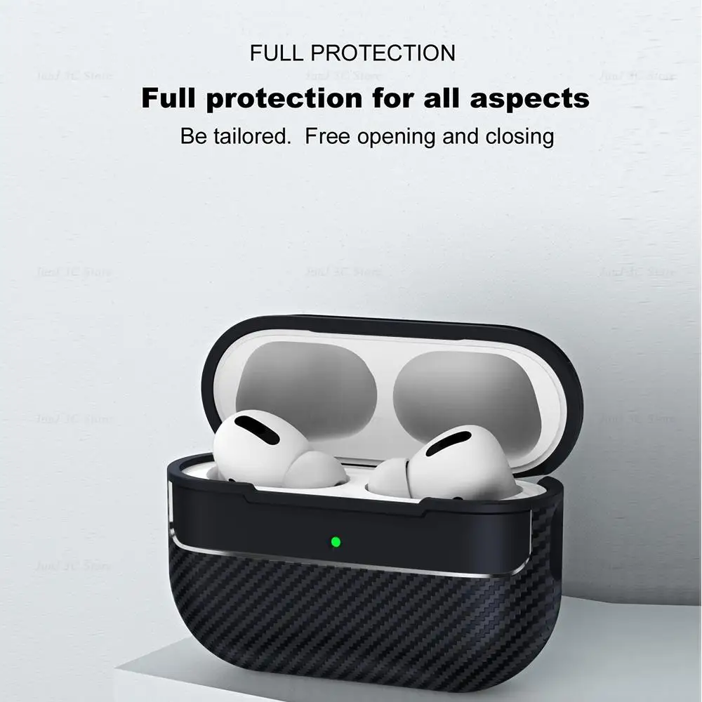 Capa para fone de ouvido de fibra de carbono com gancho, Airpods Pro 2023, Airpods Pro 2 2nd, Apple Airpods 3, 2, 1, Pro2 Boxes