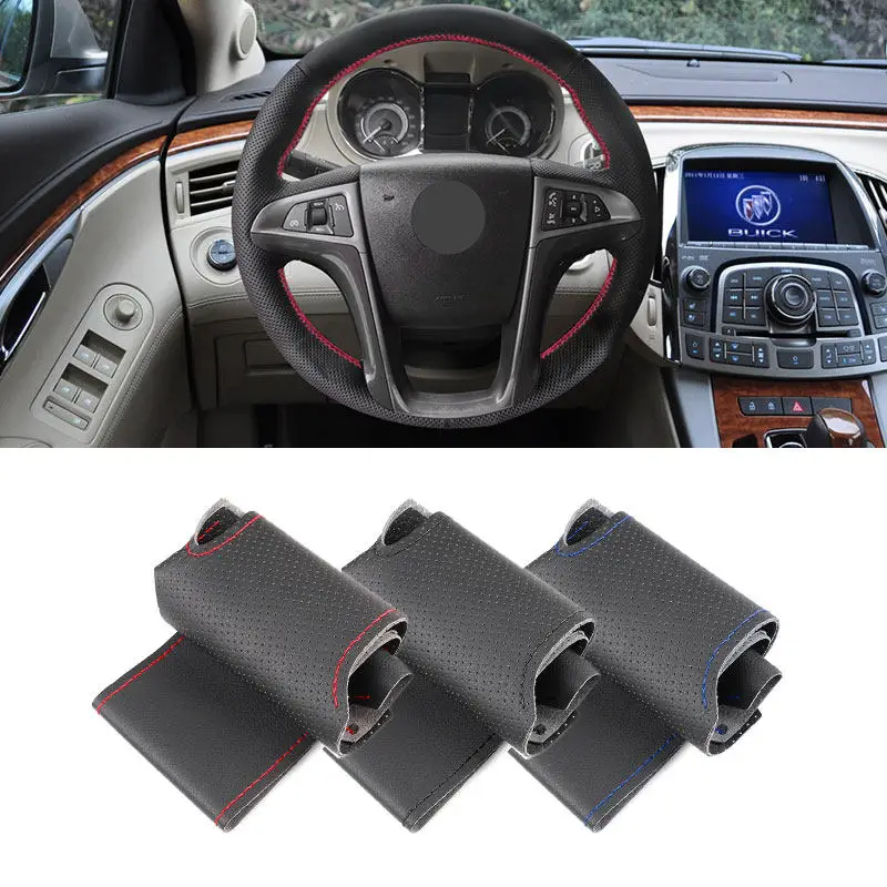 For Buick Lacrosse 2009 - 2013 Regal 2011 2012 2013 For Chevrolet Equinox 2010 Car Steering Wheel Cover Perforated Leather Trim