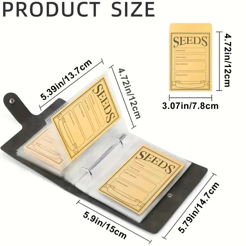 3 Inch 5 Inch Plant Seed Rapeseed Envelope Plug-in Large Capacity 2 Hole Loose-leaf PU Leather Storage Photo Album