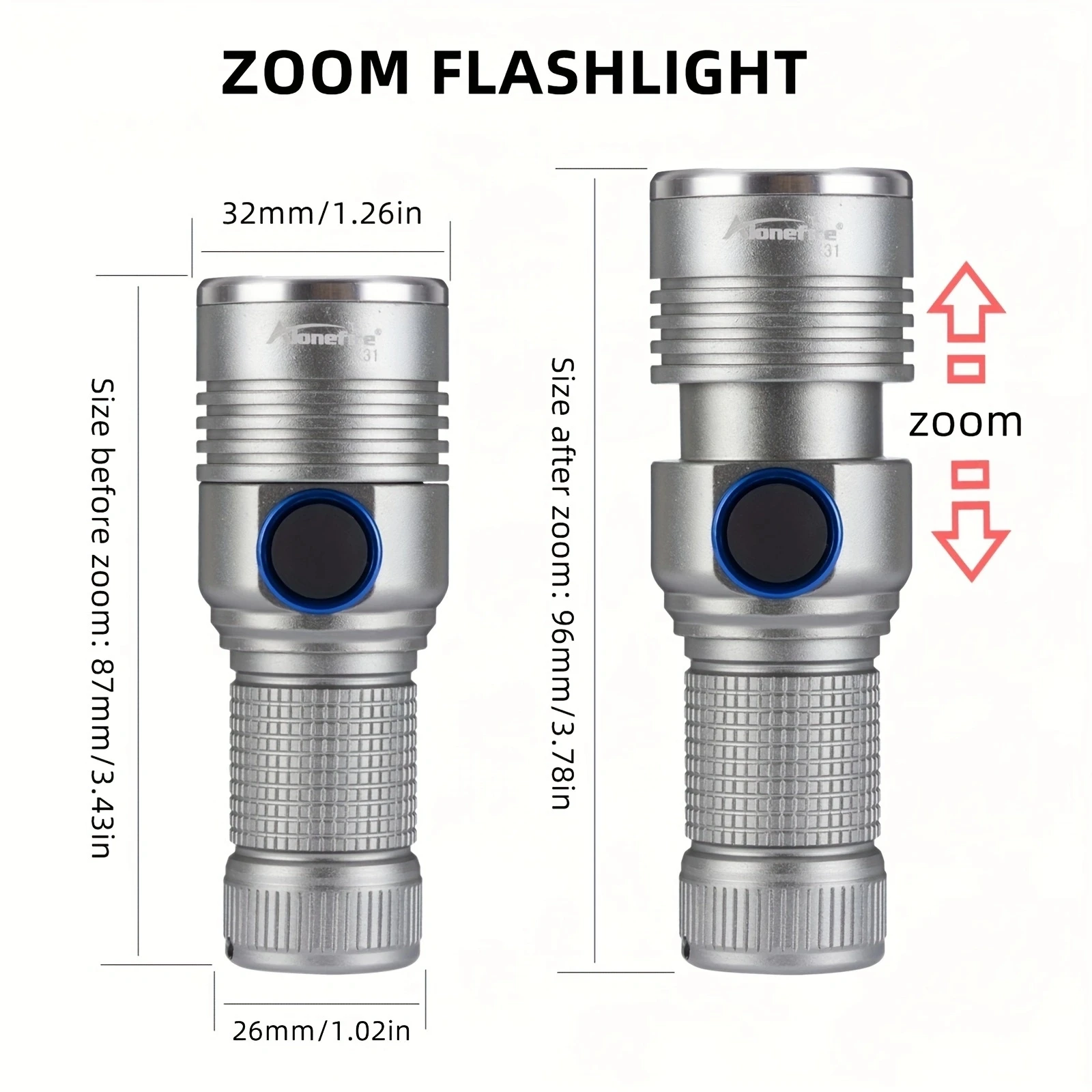 10W Led Zoom Palm Small Mini Flashlight High Bright USB Rechargeable Portable Outdoor Hiking Home Work Pocket llighting light