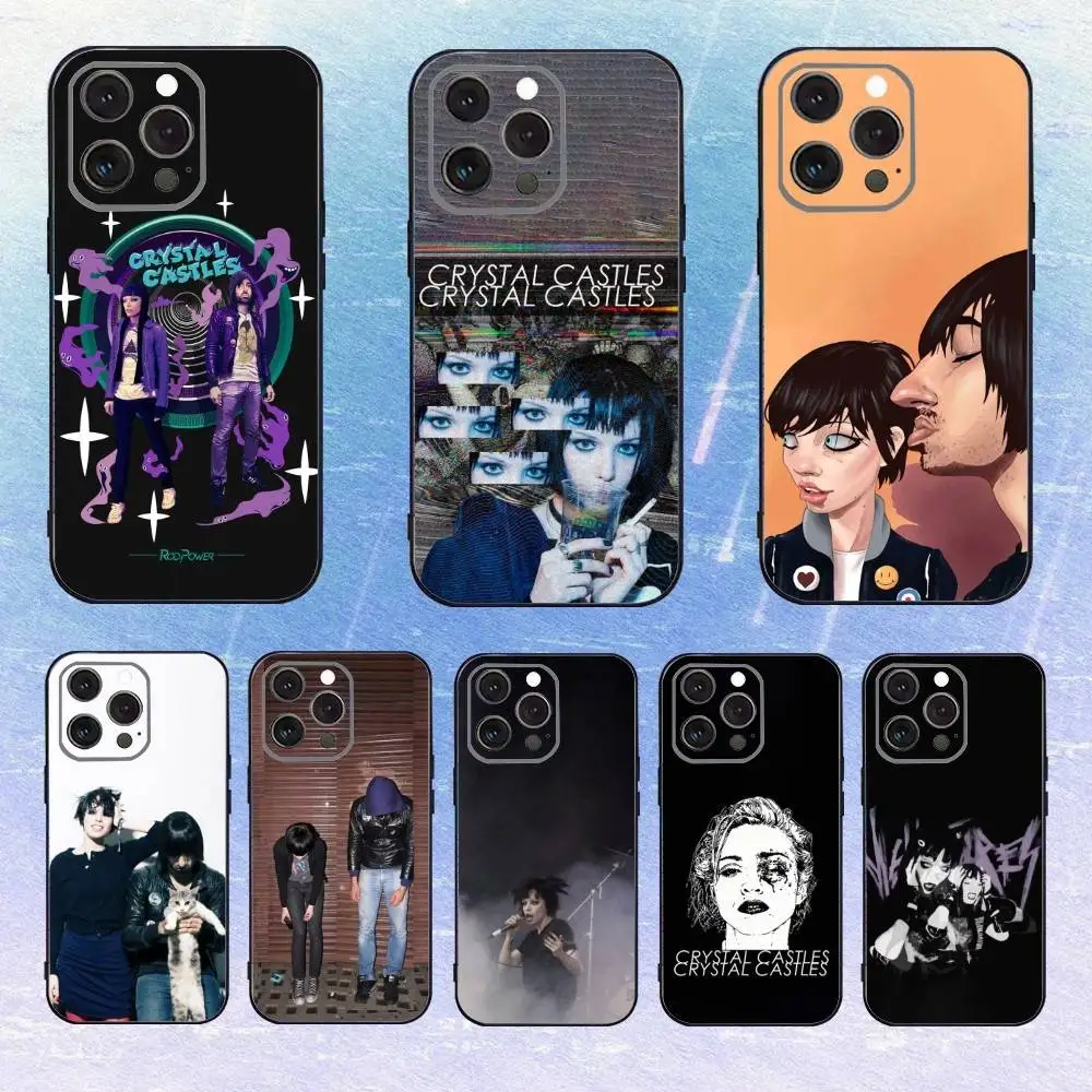 

Band C-Crystal C-Castles Phone Case For iPhone 17,16,15,14,13,12,11 Plus,Pro Max,XS,Soft Silicone Black Cover