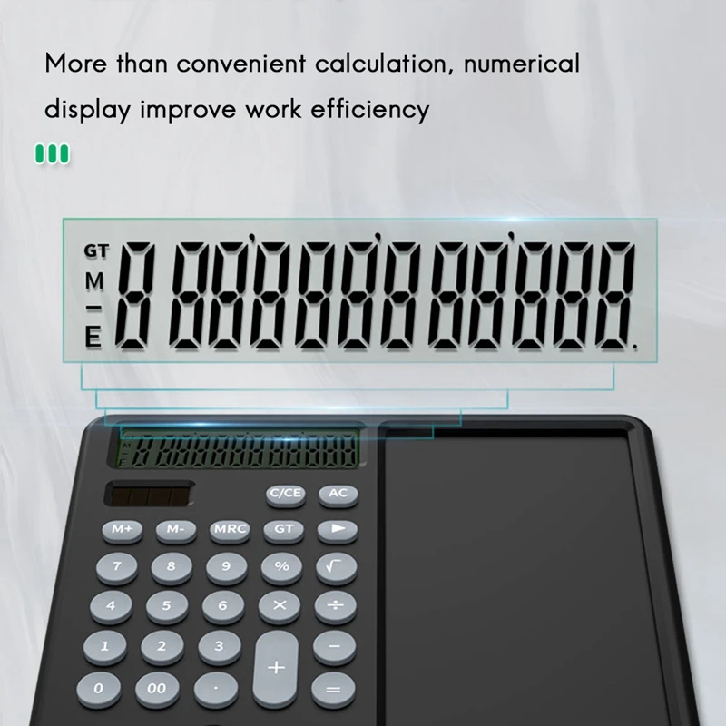 Solar Calculator With Writing Tablet Mute Portable And Foldable Desktop Calculator Drawing Pad For Office Meeting