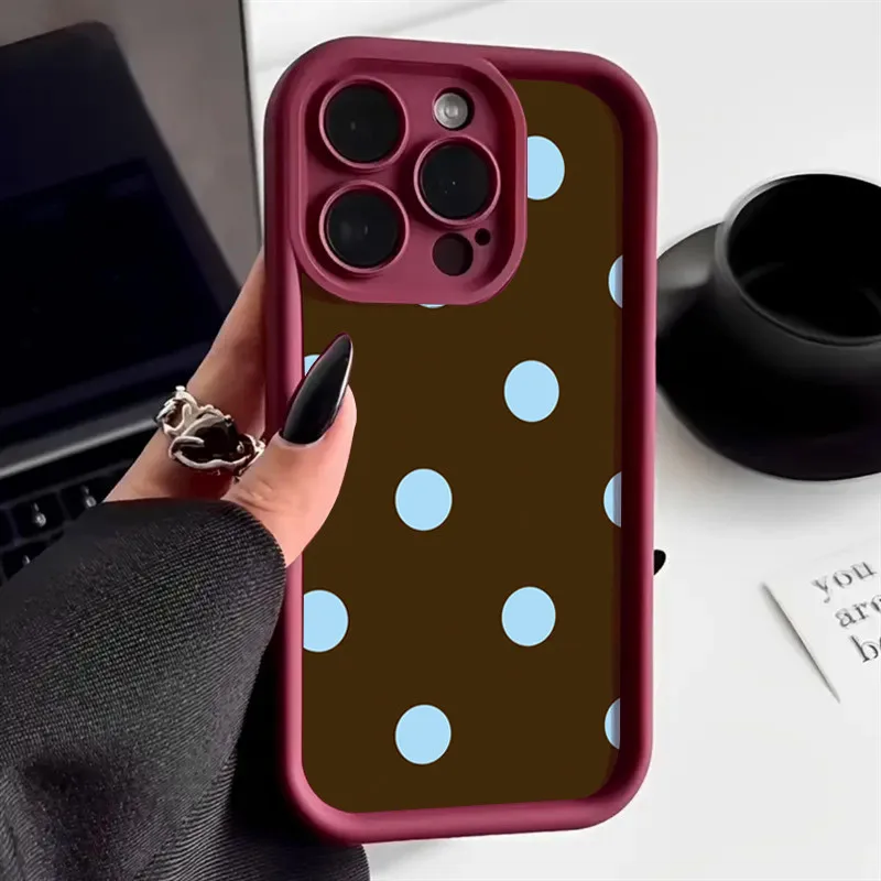 Chic Blue Dots Design Case For iPhone 11 Case iPhone 13 16 12 14 15 16 17 Pro Max 17Air XR XS X 7 8 Plus 16E Soft Phone Cover