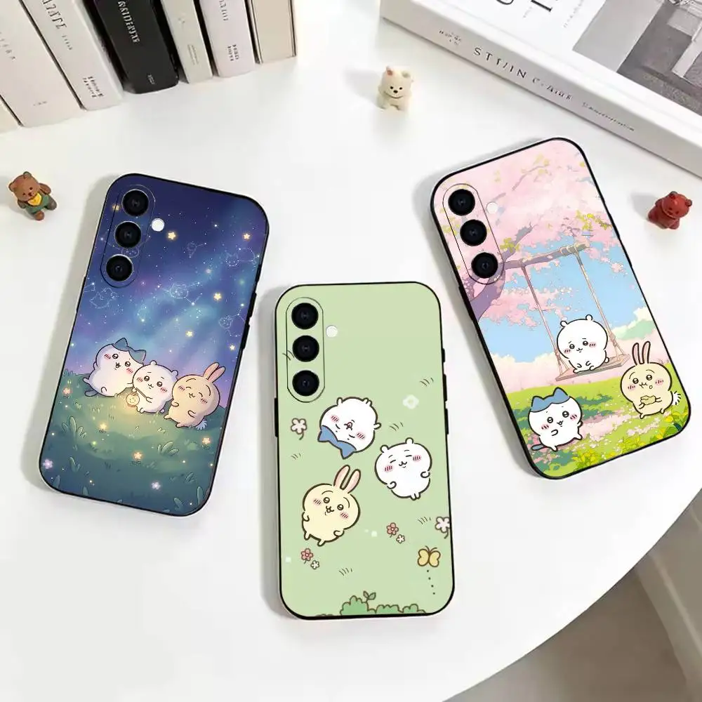 Cute C-C-Chiikawas  Soft Silicone phone Case for Samsung Galaxy A73//A72/A70/A53/A52/A51 - Black