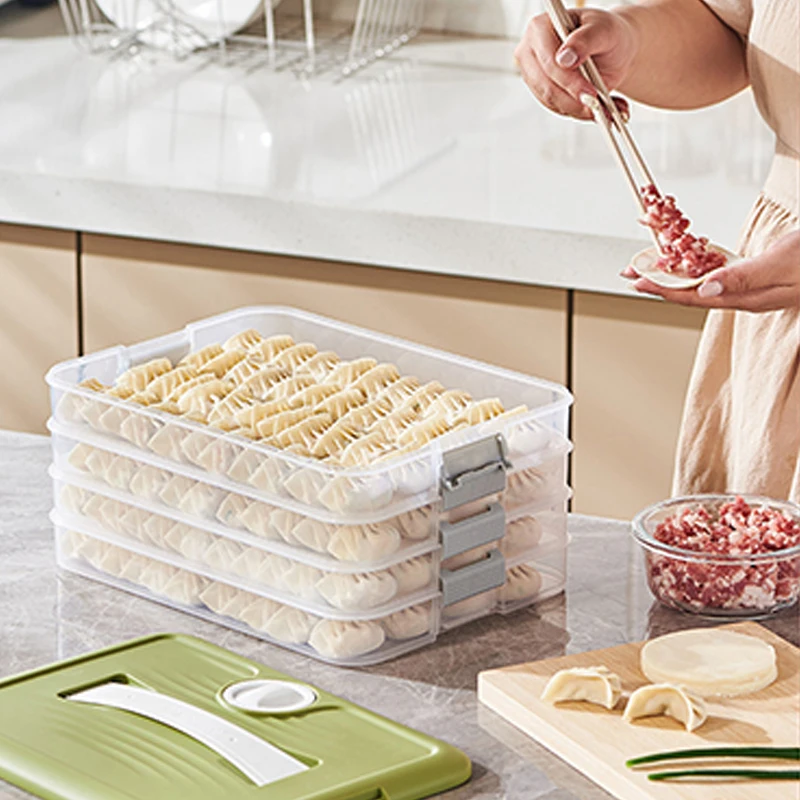 Домашняя многослойная коробка для пельменей, специальный кухонный ящик для хранения в холодильнике для замороженных пельменей, ящик для хранения свежих продуктов с функцией таймера
