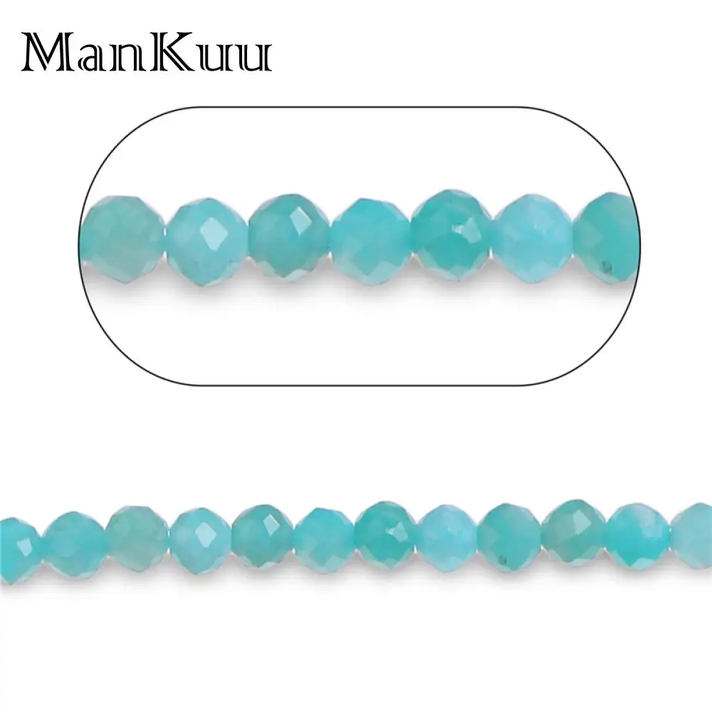 

Mankuu Fashion 2mm 3mm Natural Amazonite Stone Loose Beads Gemstone For Making Jewelry Findings DIY Necklace Bracelet