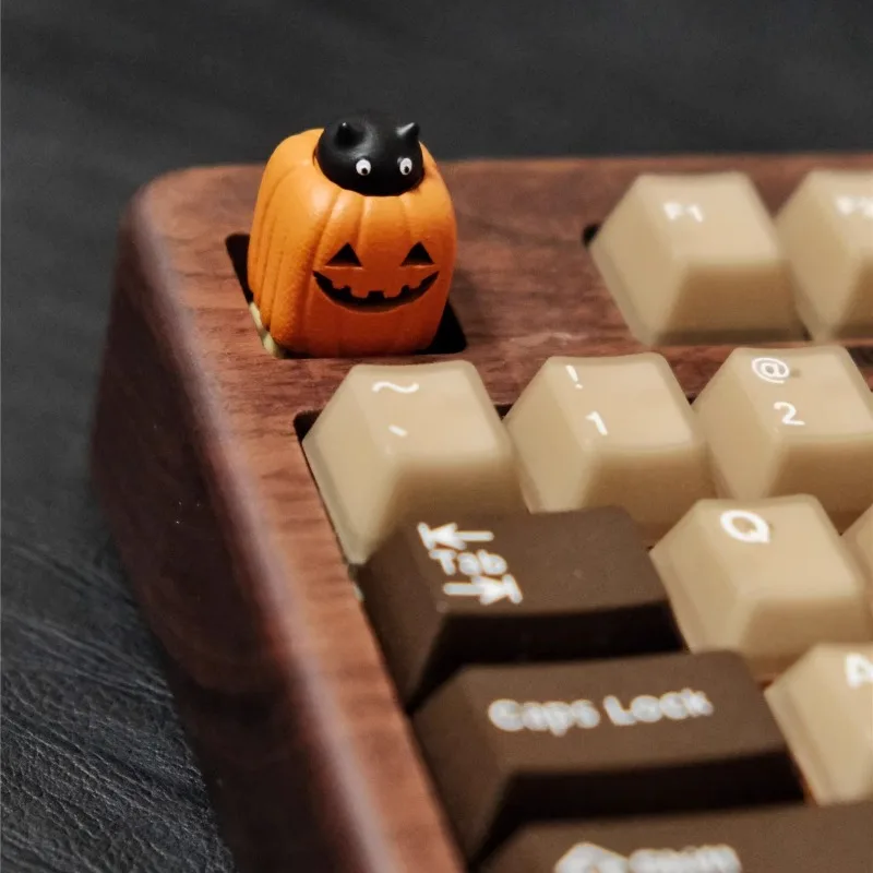Tutup Tombol Transparan Motif Labu Halloween, Dicetak 3D, Kustom 1U, Resin, untuk Aksesoris Keyboard Mekanik MX