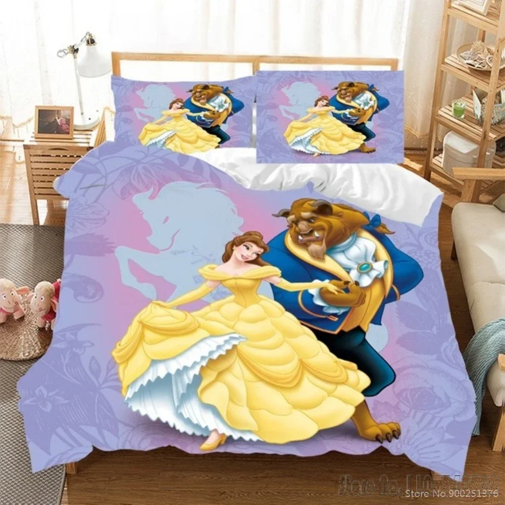 Disney Beauty and The Beast Belle Princess Duvet Cover Set HD Comforter Cover for Kids Bedding Sets Bedclothes Bedroom Decor