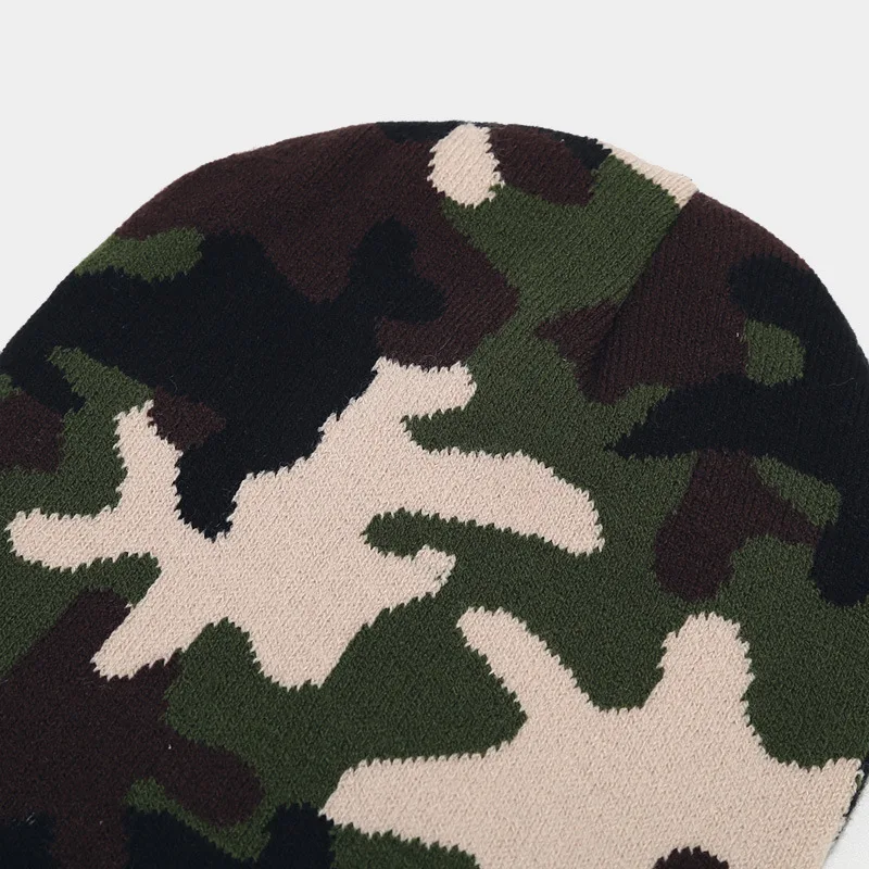 Camouflage Print Winter Beanies Hat Female Cycling Sport Bonnet Autumn Outdoor Thick Knitted Cap Women Men Warm Gorras Skiing