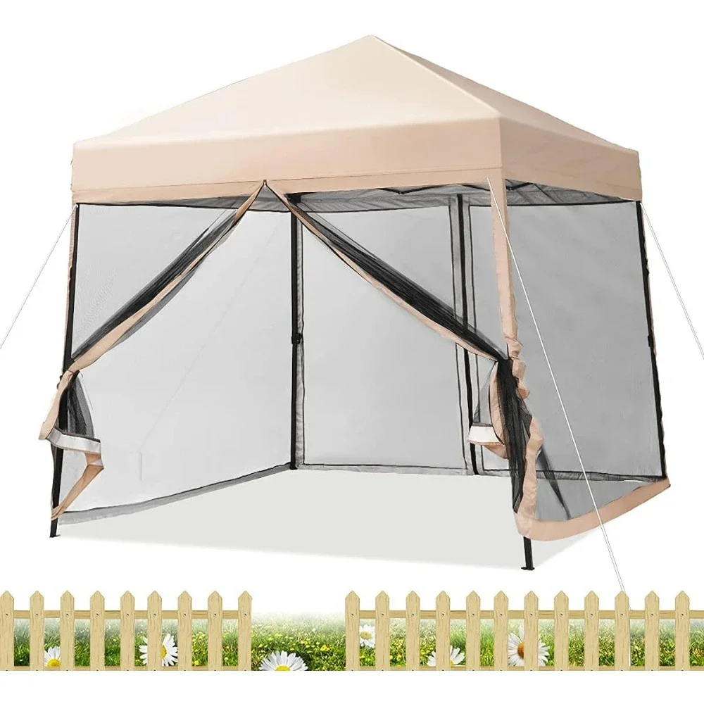 

%a Portable Pop up Canopy Tent with Mosquito Netting, Ez up Outdoor Screen House, Instant Screened in Canopy Slant