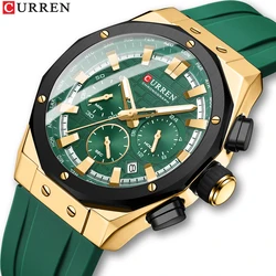 CURRN Fashion Brand Chronograph Watches for Men Military Sporty Quartz Silicone Strap Wristwatch Waterproof Luminous Hands